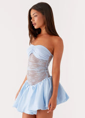 Safina Bubble Mini Dress - Blue