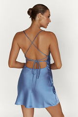 MESHKI Sydney Mini Satin Dress - Powder Blue
