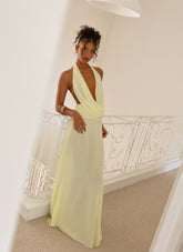 Elysia Chiffon Maxi Dress - Lemon