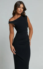 Genie Maxi Dress - Off The Shoulder Dress In Black