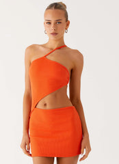 Riano Cut Out Mini Dress - Fire Orange
