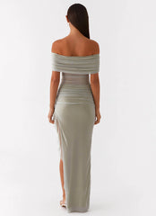 Nelly Off Shoulder Maxi Dress - Pistachio