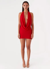 Elysia Chiffon Mini Dress - Red