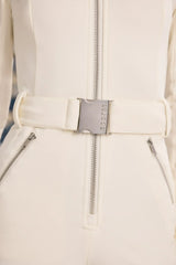 Fleece-Lined Belted Ski Suit In Ice White