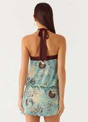 Switch Up Halter Mini Dress - Aqua Blur