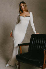 Modal Contrast-Trim Maxi Dress In Ivory