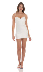 Lace Bust Mini Dress In White