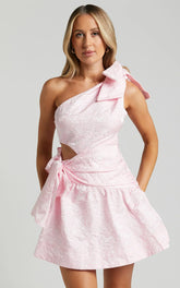 Mathilda Mini Dress Cut Out Side Wrap Dress in Pink