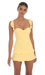 Ruffle Corset Dress In Yellow