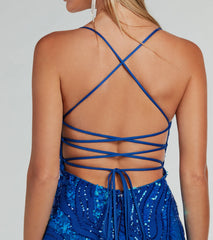 Acacia Iridescent Sequin Lace-Up Formal Dress