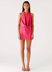 Halia Cowl Mini Dress - Watermelon