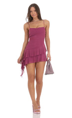 Mesh Tassel Dress In Plum