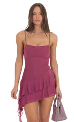Mesh Tassel Dress In Plum