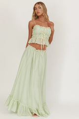 Maidens Tie Detail Overlock Top Sage