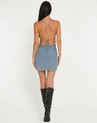 Parita Mini Dress in Goblin Blue