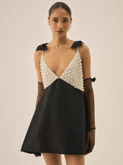 Pearly Bow Mini Dress