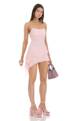 Mesh Tassel Dress In Pink