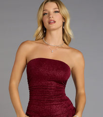 Glitter Rush Strapless Ruffle Mini Dress