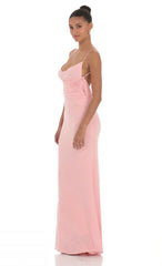 Lace Open Back Maxi Dress In Pink